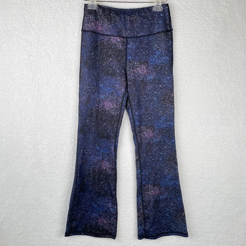 Promover Galaxy Print High Waisted Bootcut Yoga Pants Blue Purple Womens Medium